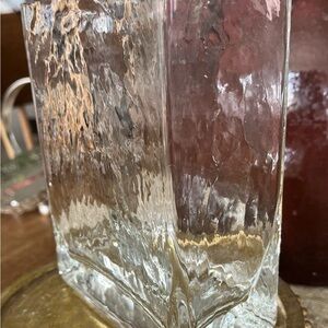 Rectangular Elegant Clear “Crinkled” Glass Vase 6”